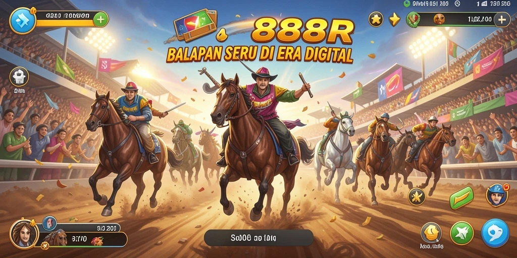 Gameplay Racing 888R dengan kendaraan cepat di trek menakjubkan.