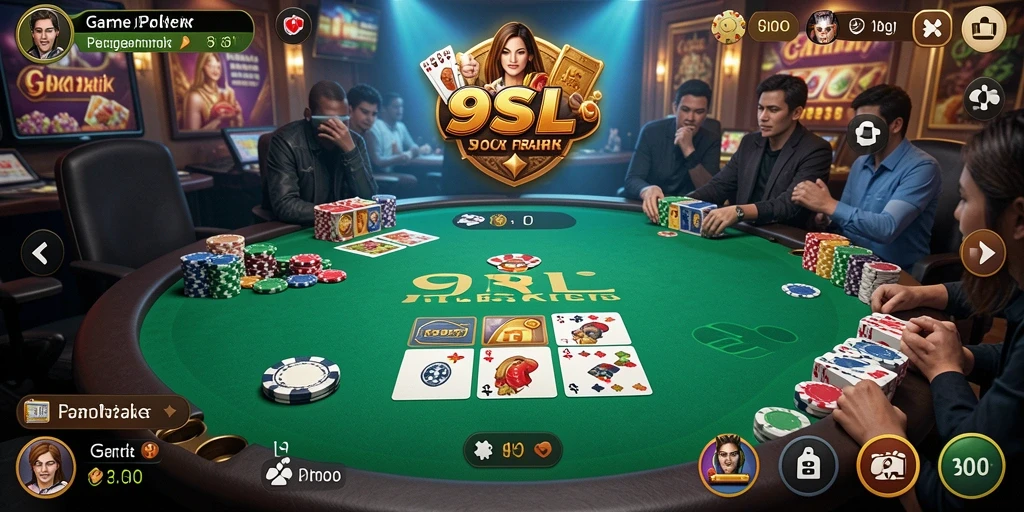 Tampilan gameplay Poker yang seru dan menantang di 9SL.