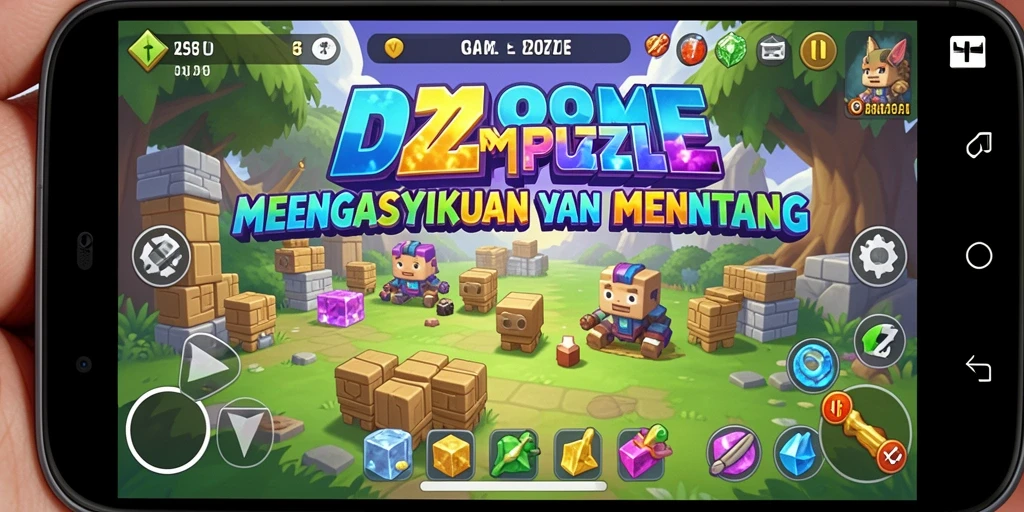 Tangkapan layar gameplay D200M menampilkan tantangan puzzle yang menarik.