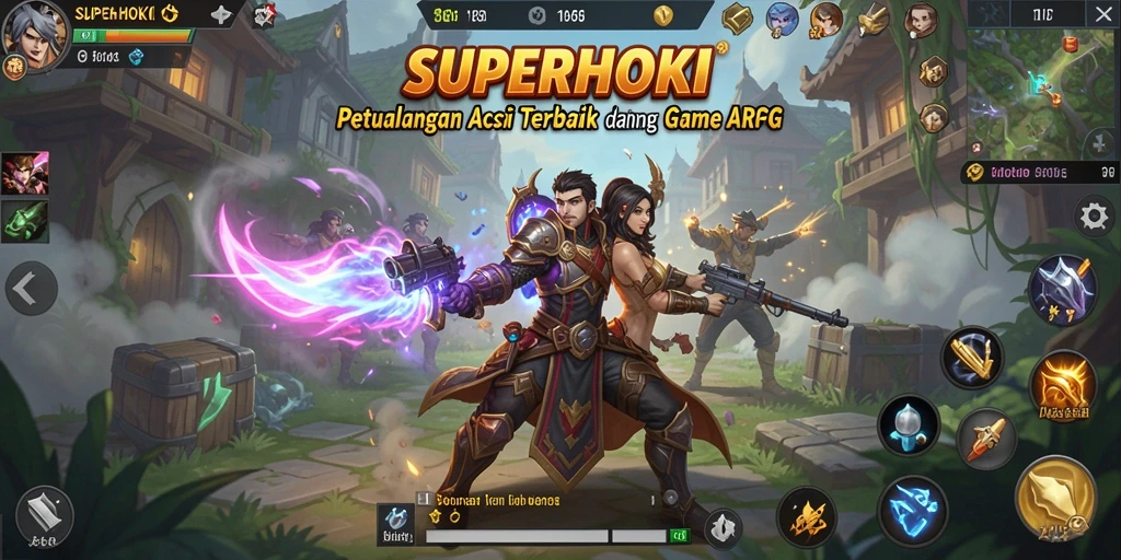 Gameplay <strong>SUPERHOKI</strong> yang seru dan aksi tak terduga dalam pertarungan.