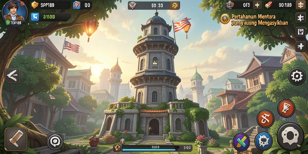 Gameplay mendebarkan dalam Tower Defense di TOPI189.